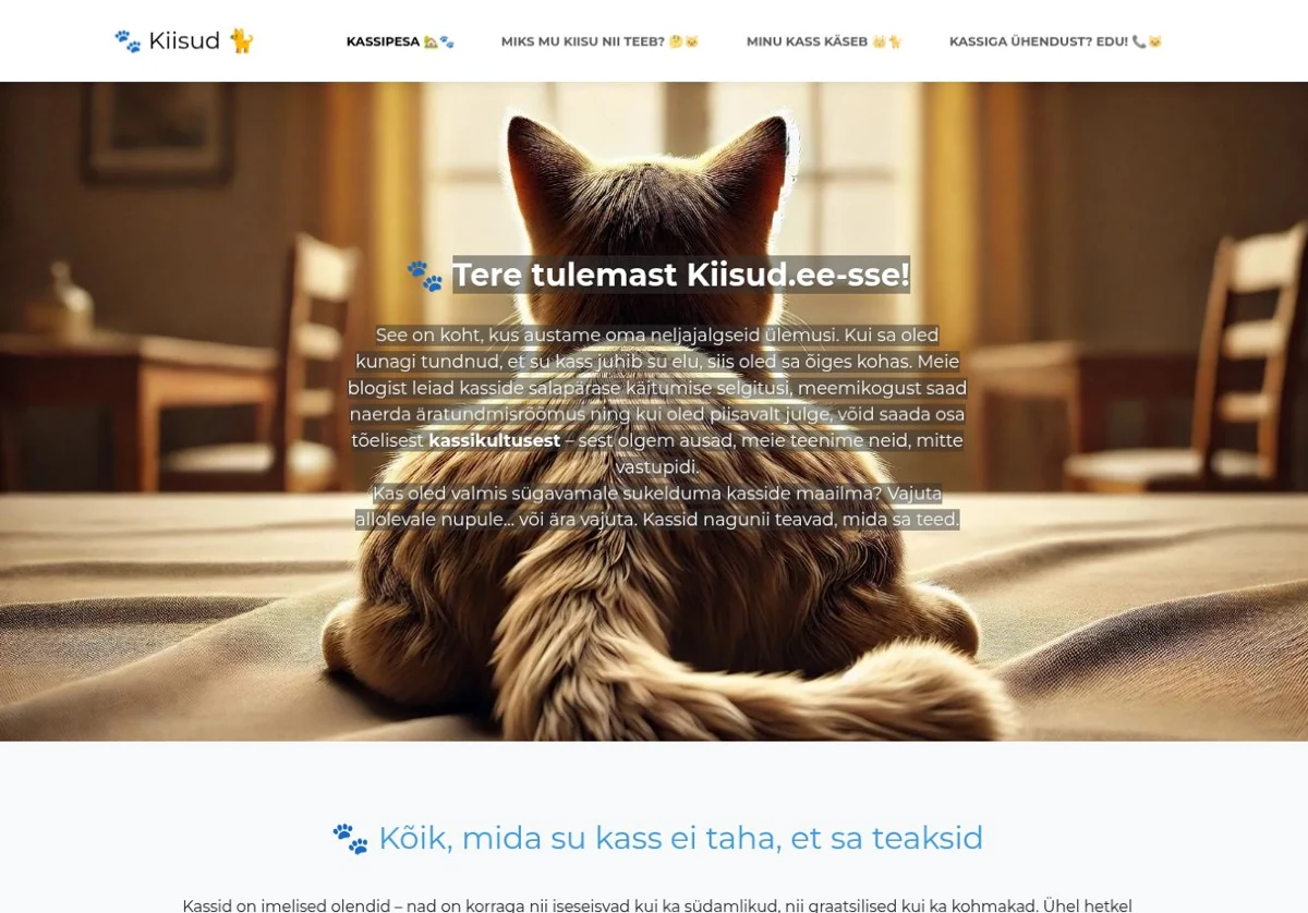 Kiisud.ee avalehe kuvatõmmis